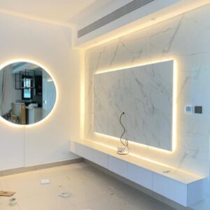 Luxury Marble-Look LED Backlit TV Feature Wall Unit